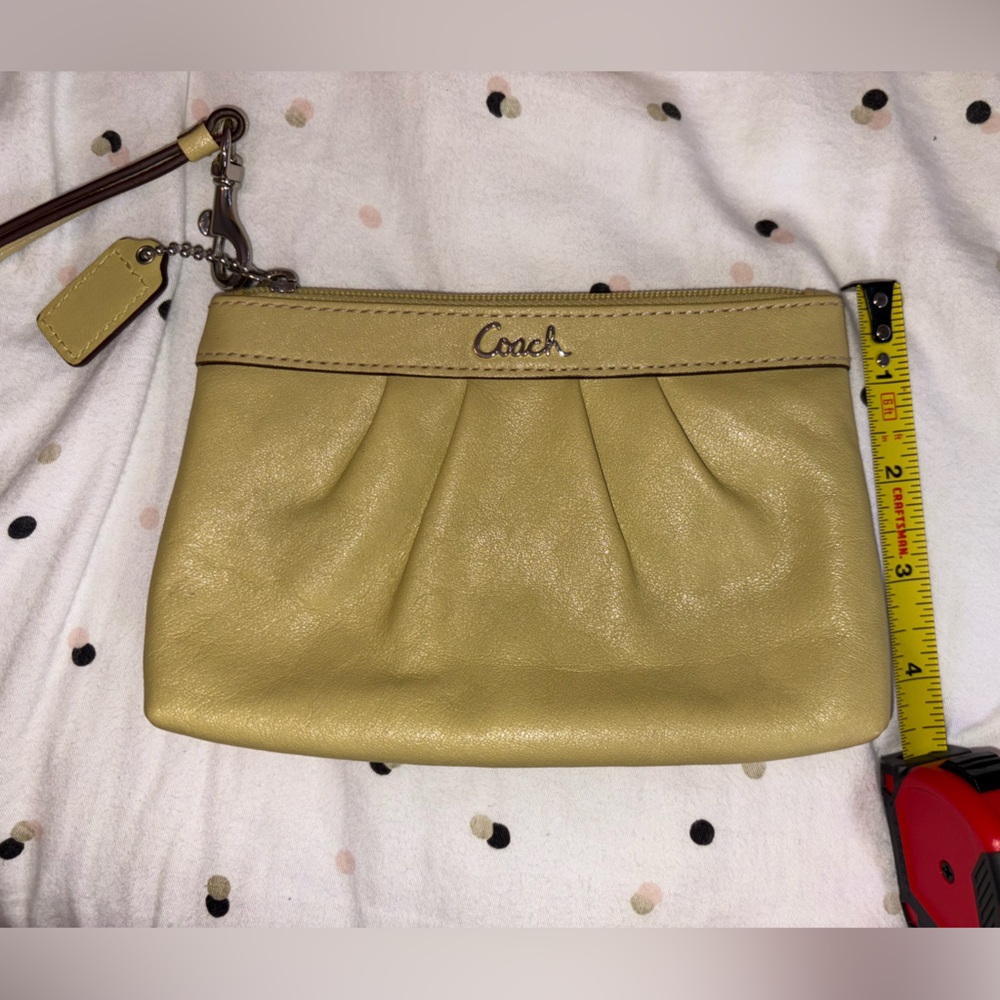 Coach Pale Yellow Leather Wristlet - Picture 10 of 10
